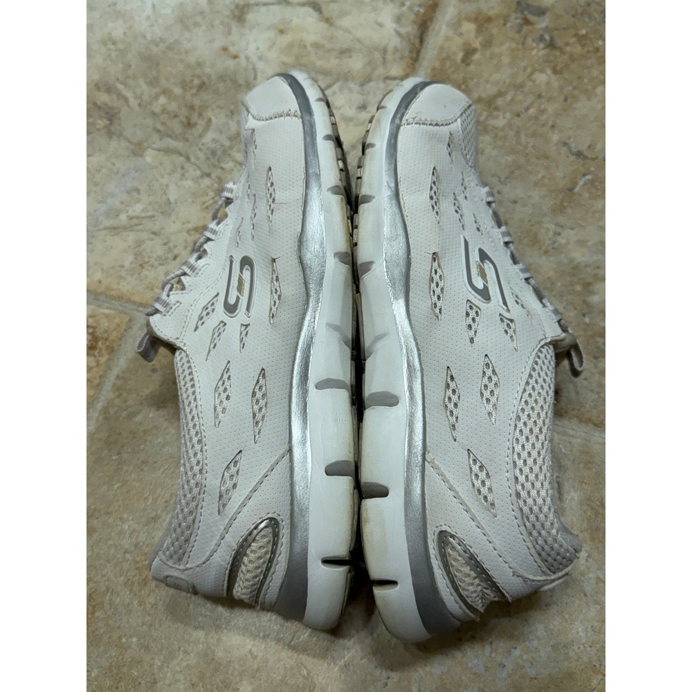 Skechers Empire Game On White Silver Slip On Sneakers‎ Womens 9.5